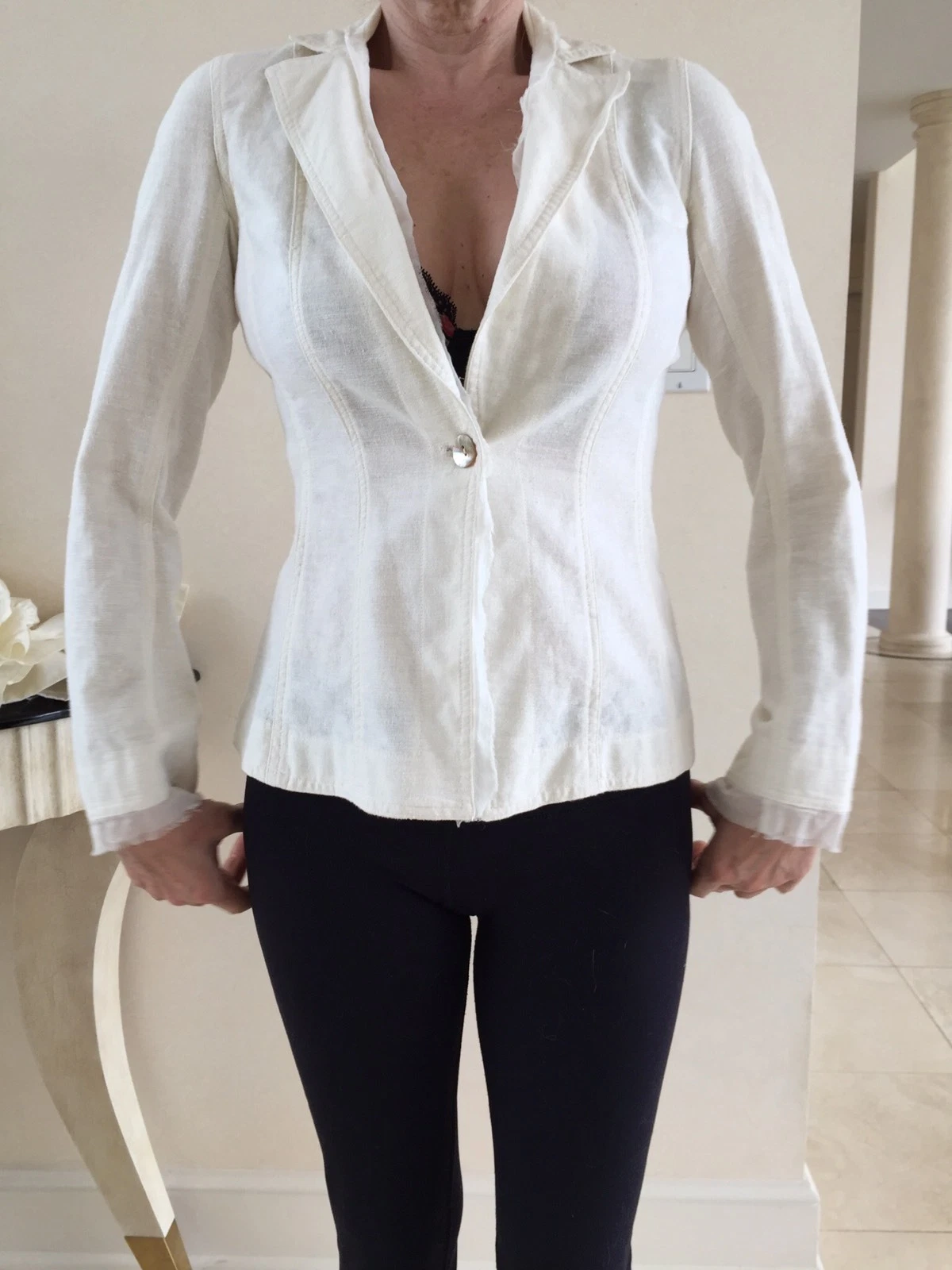 OFF WHITE Giacca di lino bianca Illia da donna taglia 2