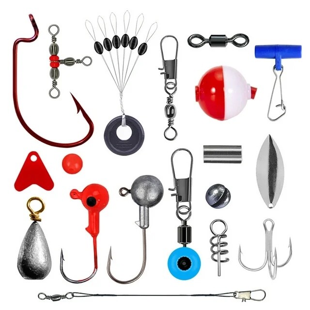 263pcs Fishing Accessories Kit Fishing Tackle Kit Swivels Hooks Split Shots - Image 4