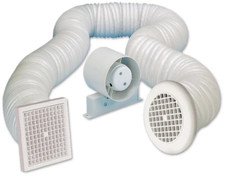 Inline Bathroom Extractor Fan Kit with Timer Loft Mounted 100mm Airvent 434446A