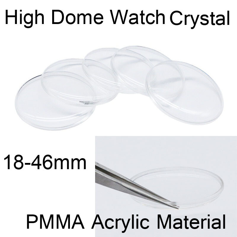 1mm High Dome Round Watch Crystal Acrylic Lens Retro Pocket Watch Glass 18-46mm