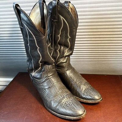 VTG Abilene Men's 9.5D Cowboy Boots Grey Sharkskin Leather USA