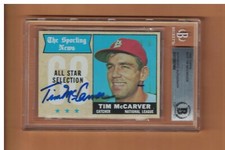 Tim McCarver AUTOGRAPHED 1968 TOPPS BASEBALL CARD SIGNED BECKETT AUTH ST. LOUIS