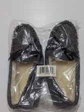 New Slippers plaid houndstooth cotton/ leather detail fur lining Women  s S 5/6 