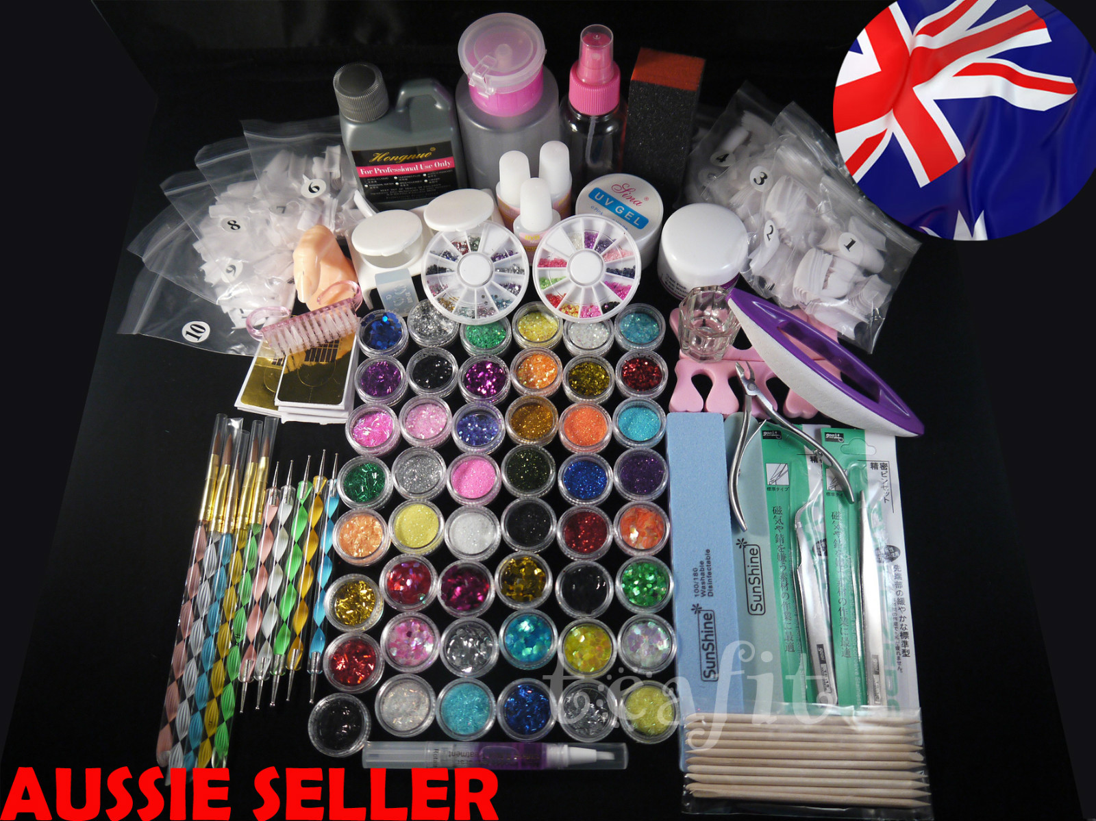 Full Nail Art Kits Set Acrylic Liquid Powder Brush UV Lamp Electrical Drill Kit eBay