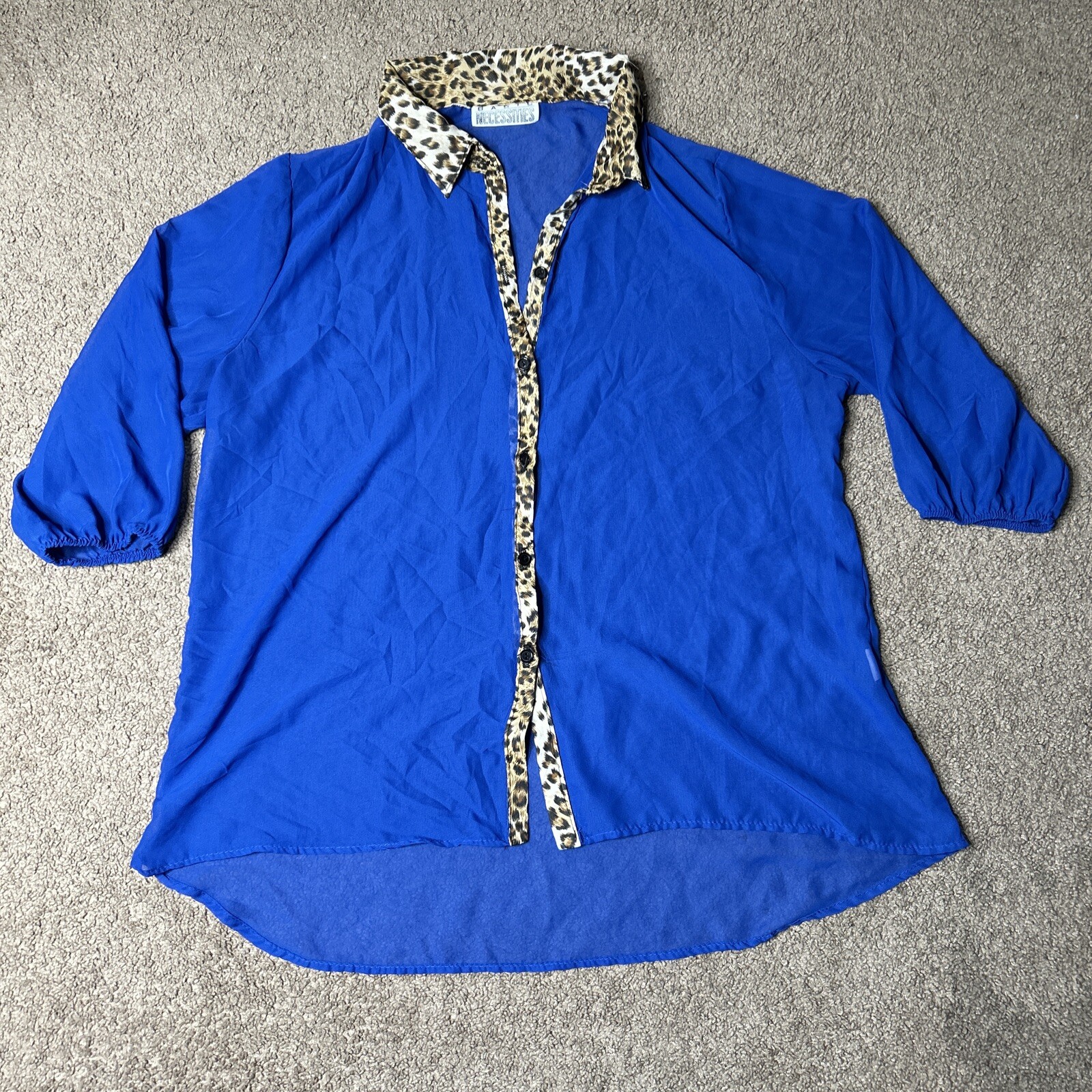 Women’s 1X Basic Necessities Blue Sheer Leopard P… - image 1