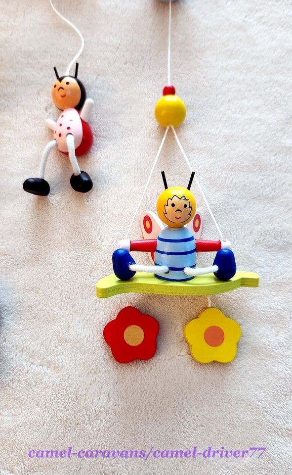 GOKI 3-D Colorful Wooden Baby Crib Mobile BEETLES & BEES Whimsical Nursery Decor - Image 3 of 4