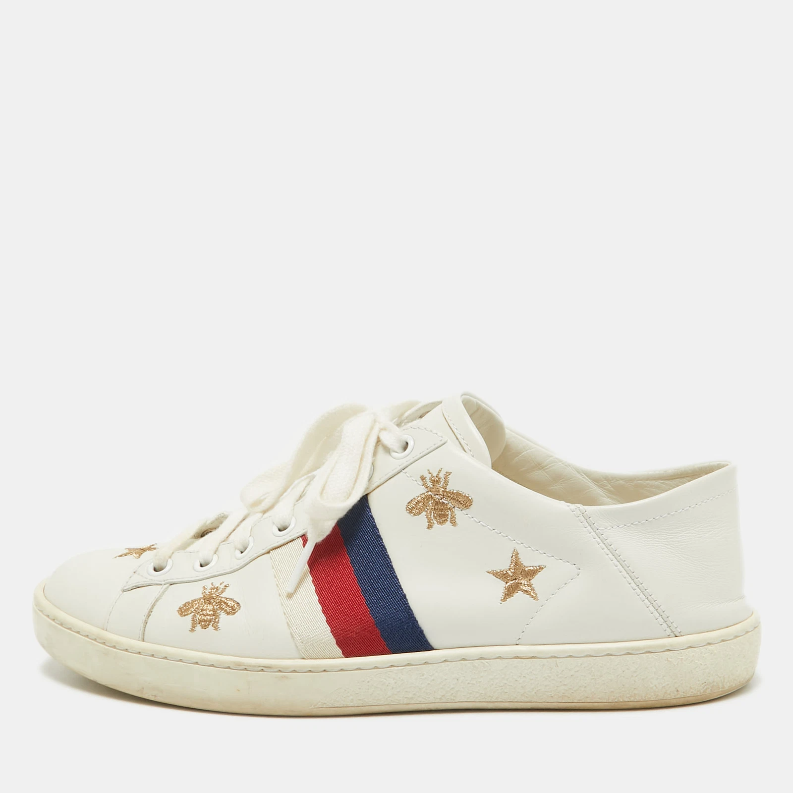 Baskets à lacets Gucci cuir blanc as taille 38