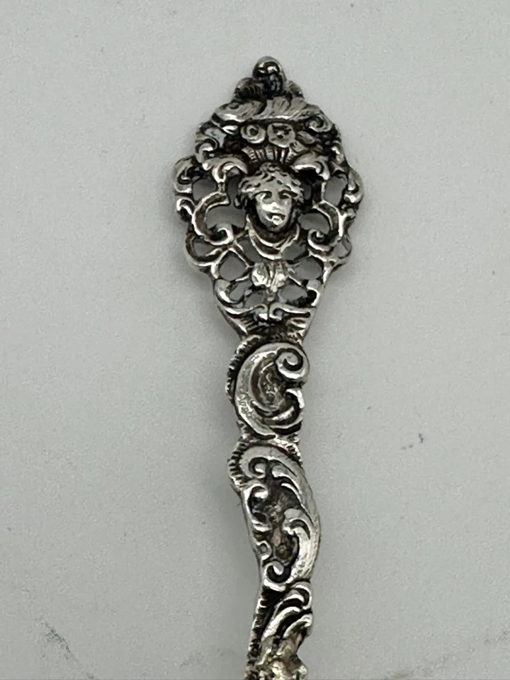 Tea Ball Infuser Spoon. German 800 Silver. Repousse Floral, Pierced Handle. 6" - Image 3 of 4