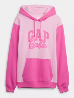 NWT Authentic Gap × Barbie Adult Arch Logo Hoodie PINK Sz L