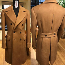 Cashmere Men's Long Overcoats Double Breasted Wool Business Casual Outdoor Wear