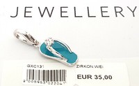 Gooix Silber 925 Charm Charms AnhäNger Zehentrenner Sandale TüRkis Zirkon Neu 26