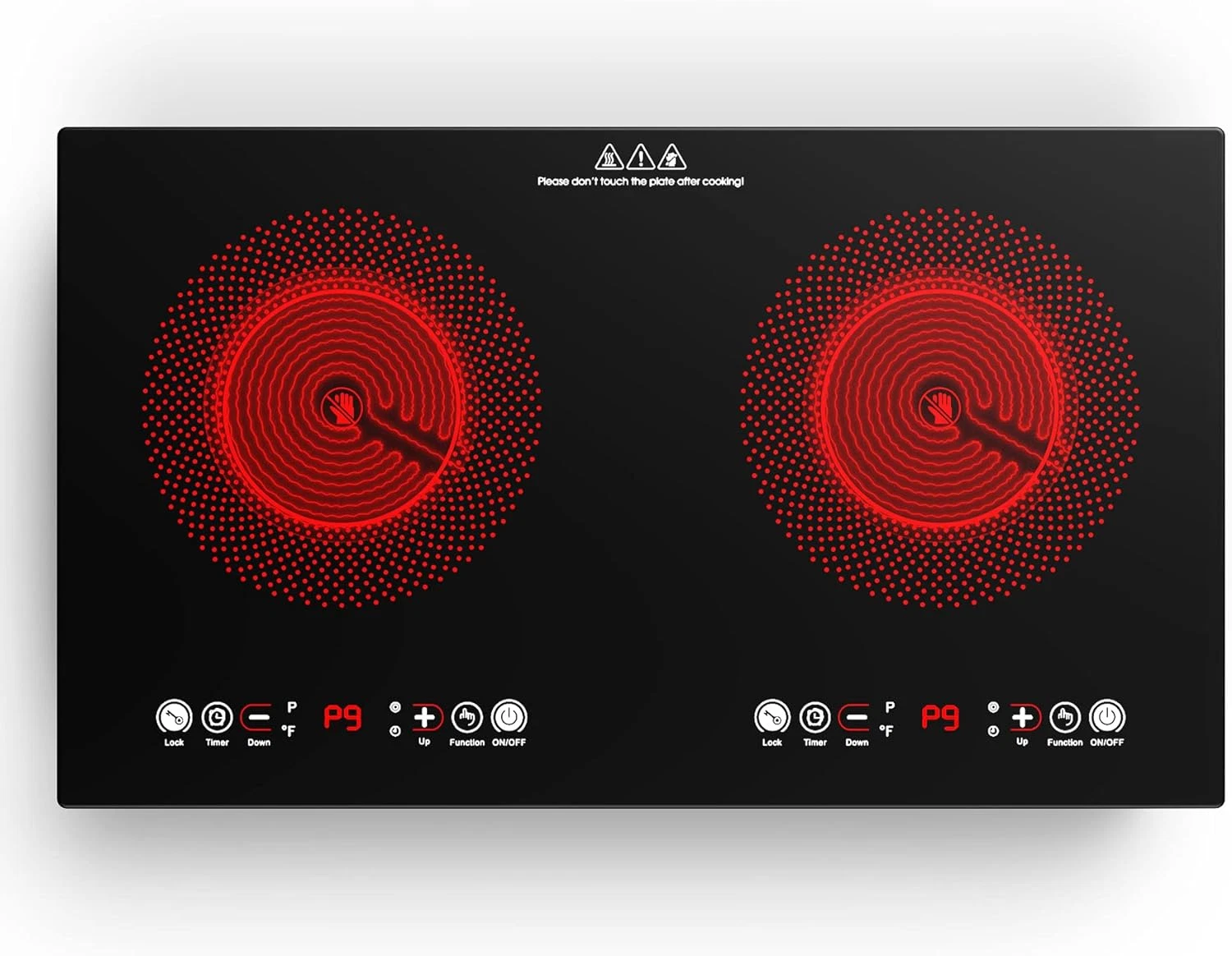 24" Electric Cooktop 2 Burner, 2200W, Touch Control, Timer & Safety Features