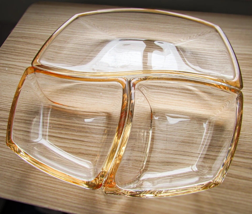 Juego de servir 3 piezas de vidrio - Charcutería y salsas - Luigi Bormioli vintage - italiano Foto 3 de 4