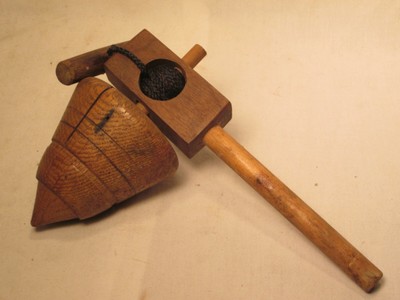 wooden top with string