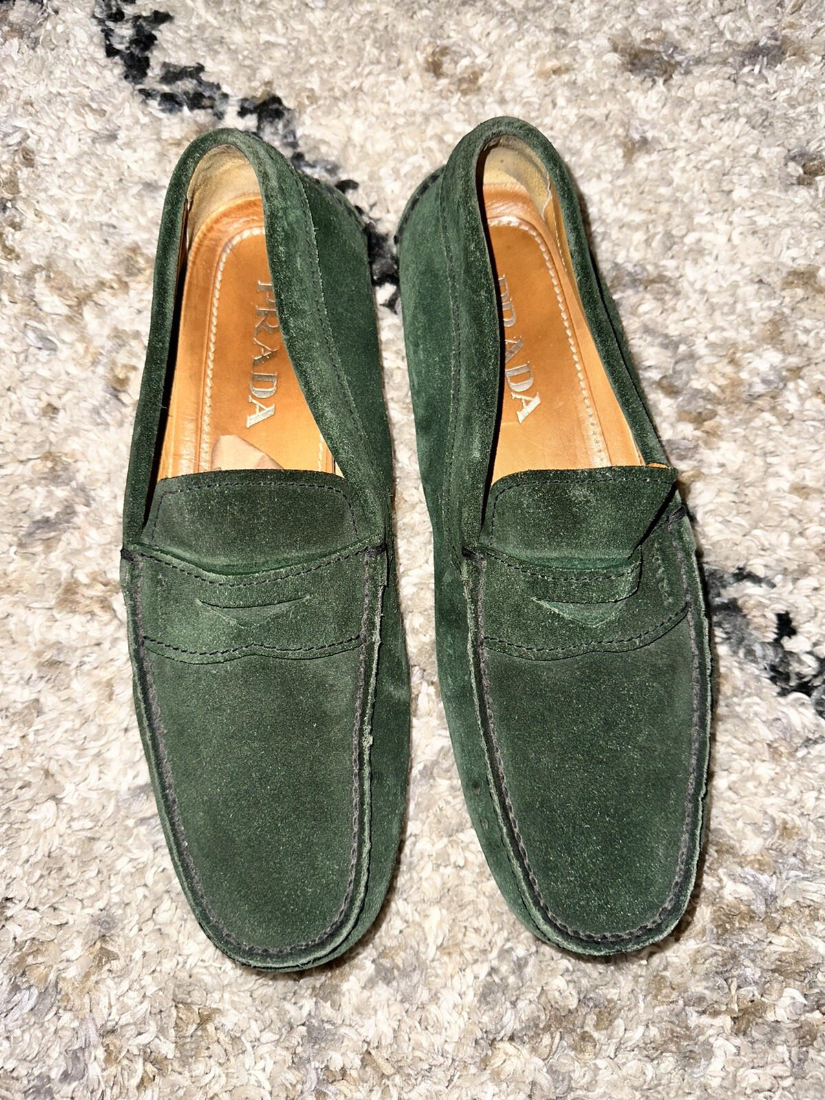 green suede moccasins