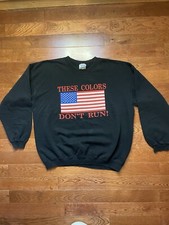 VTG US Flag Sweatshirt Mens Large Black Pullover Graphic These Colors Don  t Run