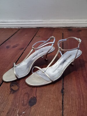 Manolo Blahnik Sandals color Silber actual leather  size 36 small Used