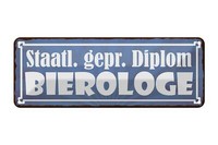 Blechschild Spruch 27X10 Cm Staatl. Gepr. Bierologe Bier Deko Schild Tin Sign