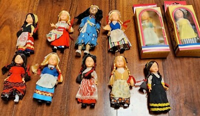 11 Vintage 80s Boxed Nationality Dolls Girls With Sleepy eyes
