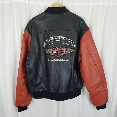 Vintage Harley Davidson Milwaukee WI Leather Colorblock Vintage Harley Davidson Milwaukee WI Leather Colorblock