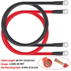 <!--F#f_0-->2PC PVC Battery Inverter Cable Set 4 AWG Positive Negative Cable 60cm 8mm<!--F/-->