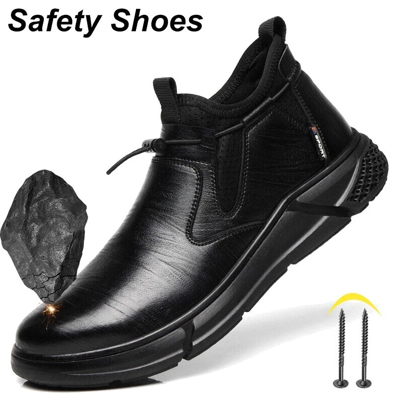Men work boots Indestructible Waterproof boots Outdoor work steel toe shoes