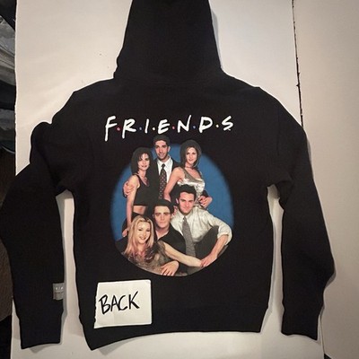 FRIENDS TV Show Black Hoodie Sz L Unisex Jennifer Aniston & Courteney Cox