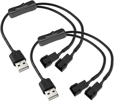 2 Stück USB auf 3-Pin/4-Pin Lüfterschalter   Hohe Geschwindigkeit für PC-Lüfter