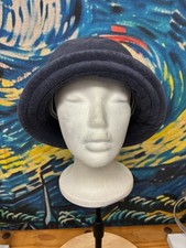 Navy Terry Cloth Bucket Hat Cotton Lined S/M Soft Packable Beach Hat