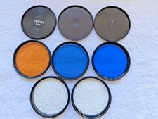 Lot of 8 67mm lens filters, Metal Caps