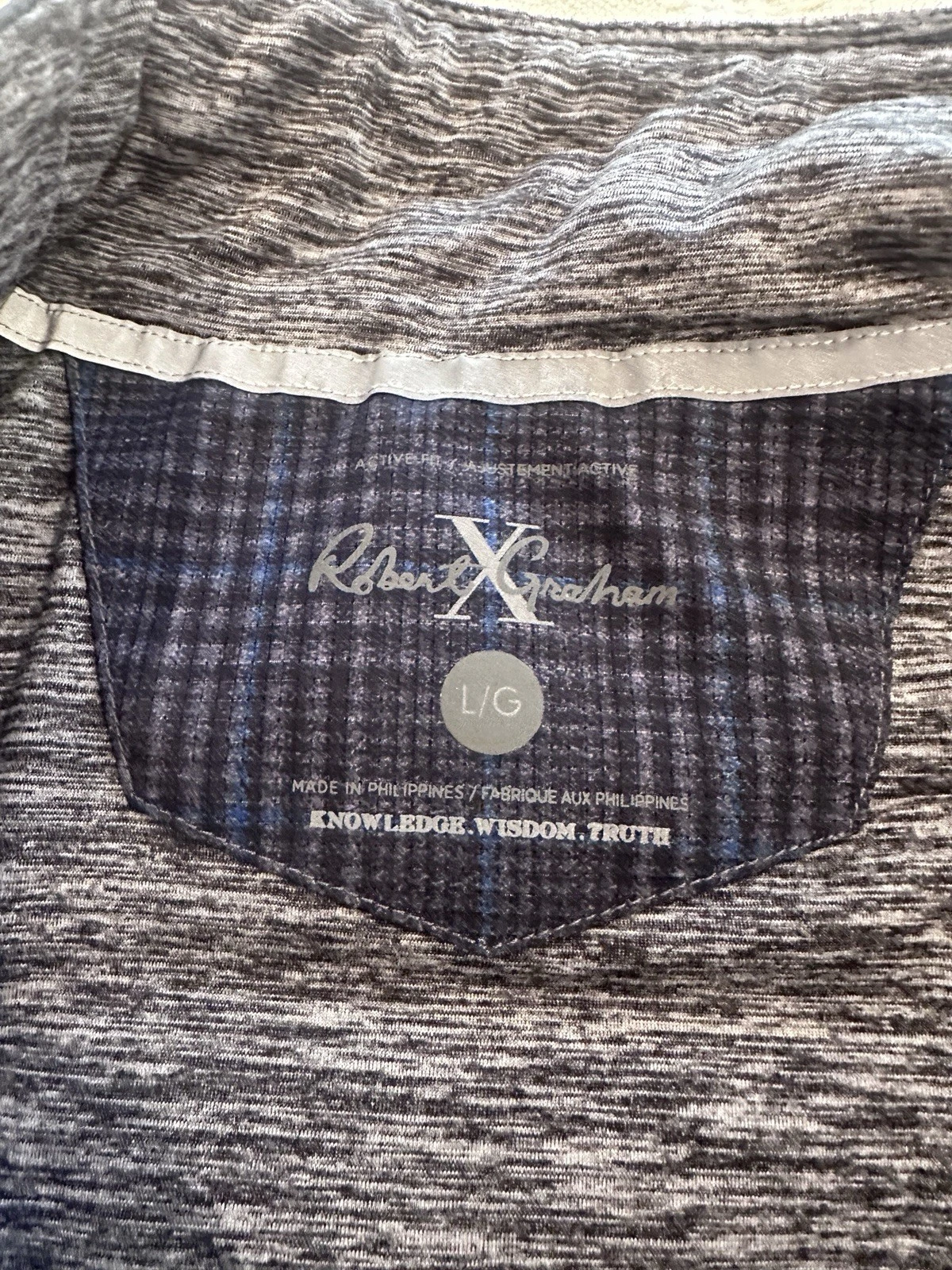 Robert Graham X Collection Puffer Vest Mens Large Navy Blue Glen Plaid Full Zip - product detail image 5