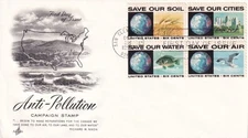 STAMP US SCOTT 1413a "Anti- Pollution" 6 CENT 1970 FDC BLOCK OF 4 - N