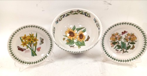 Portmeirion Botanic Garden Large Deep Bowl and 2 Plates Set Made in England