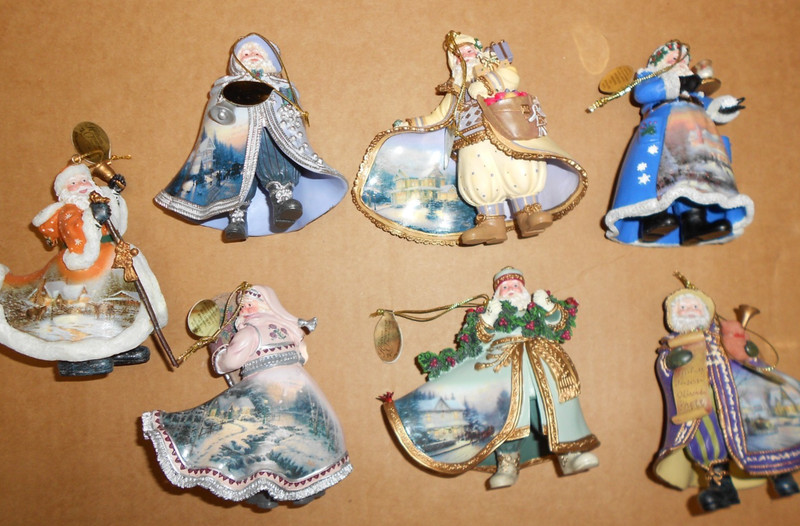 Thomas Kinkade Old World Santa Claus Christmas Ornaments Ashton Drake Lot of 7!!