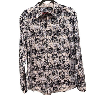Robert Graham Long Beach Skull Floral Button Down Shirt Size M