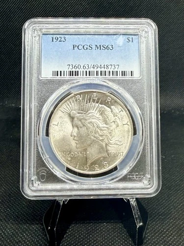 1923 90% Silver Peace Dollar PCGS MS63 (Blast White!)