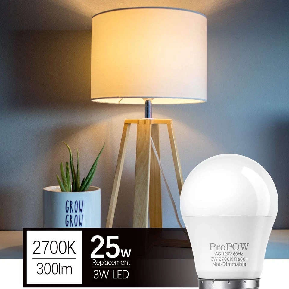 25 Watt Light Bulbs Equivalent A15 3W LED Light Bulb Soft White 2700K Energy ... - Image 4 of 4