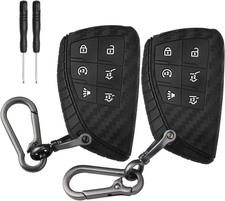QBUC 2 Pcs for Chevy Key Fob Cover,6 Buttons Silicone for GMC Key Fob Cover,Fit