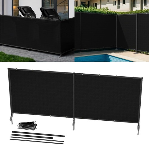 5' x 12' Black Outdoor Privacy Screen Freestanding 240 GSM Privacy Fence Pane...