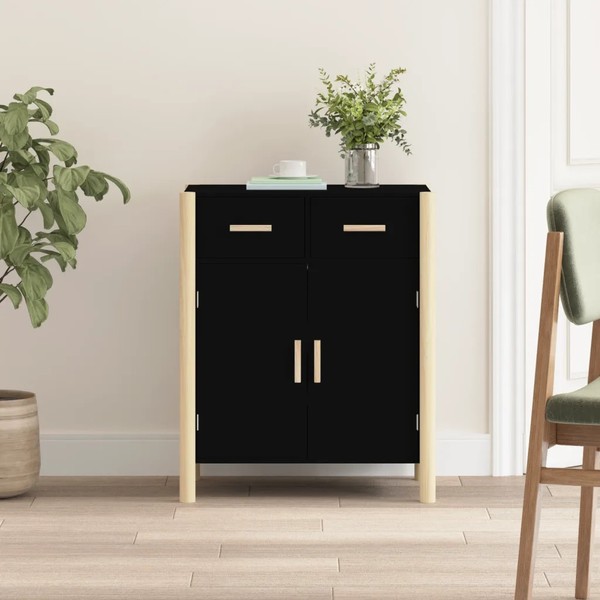 Sideboard Schwarz 62X38X75 Cm Holzwerkstoff Kommode Wohnzimmer-image