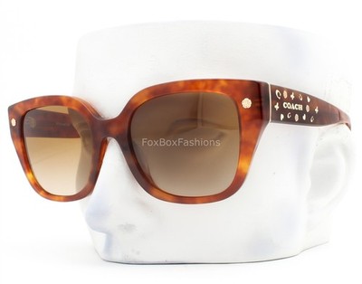 Coach Sunglasses Shiny Caramel Brown Tortoise Gold HC 8392U 577413 with Case 