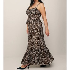 Reformation Leopard Felda Slip Dress 18 Lace Trim Midi Wedding Guest Romantic 