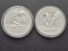2020 2022 NIUE - 1 OZ SILVER COIN $2 DISNEY DONALD DUCK MOUSE CHRISTMAS LOT OF 2