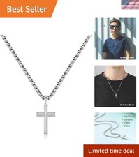 Elegant 22-Inch Stainless Steel Cross Necklace for Men Boys - Ideal Gift
