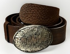 Gargliari Italian Leather Belt Brown bel Silver Buckle Size M Made in Italy