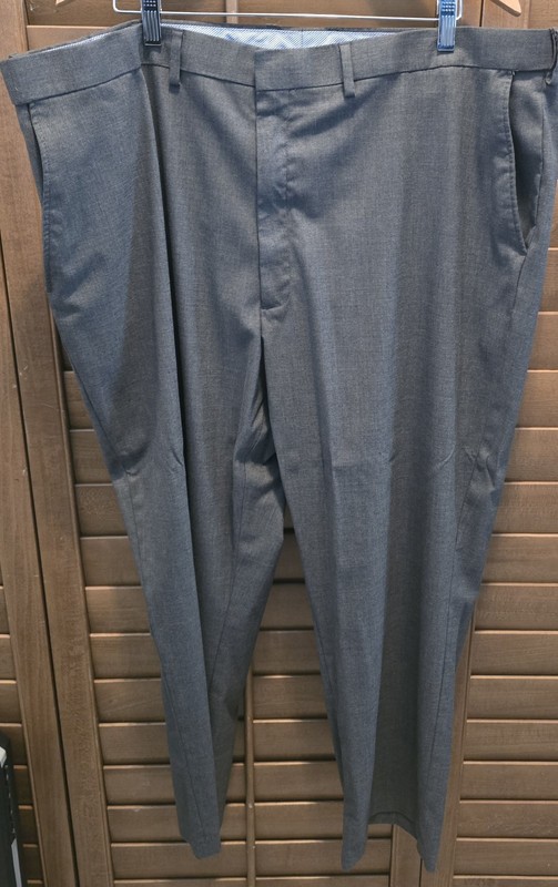 J.M. Haggar Men's Gray Dress Pants Classic Fit Pleated Tapered Twill 46