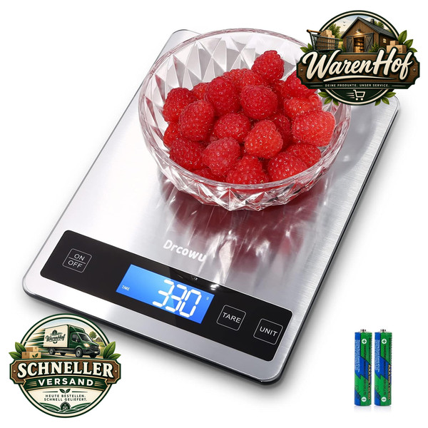 Digitale KüChenwaage 15Kg Wasserdicht Lcd-Anzeige Edelstahl Hohe PräZision 1G-image