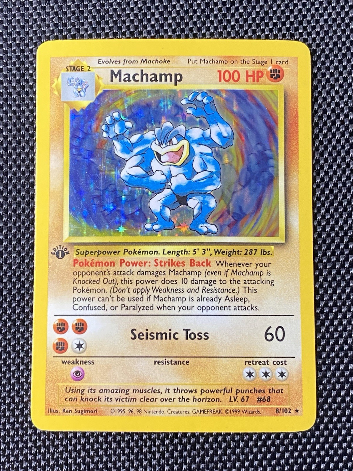 Machamp 8/102 Holo Rare 1st Edition Base Set WOTC Pokemon Card MP/LP
