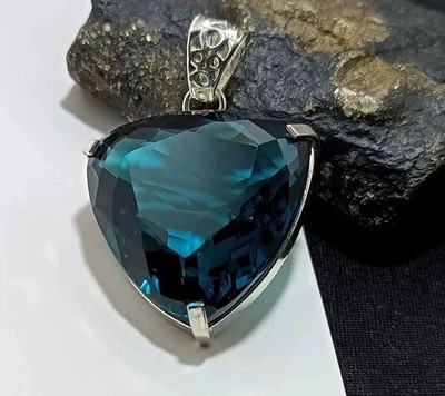 London Blue Topaz Pendant 925 Sterling Silver Pendant Gemstone Jewelry 98 Ct