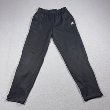 Adidas Track Pants Boys Size L 14/16 Black White Stripes Elastic Waist Soccer